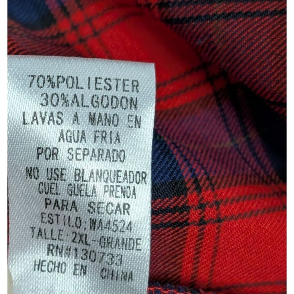 Umgee Womens 2XL Red Black Plaid Button-Down Shirt Floral Embroidery Long Sleeve - Picture 6 of 12